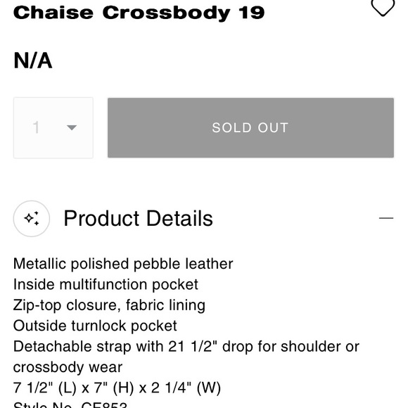 Coach Chaise Silver Crossbody NWOT. - Picture 11 of 11